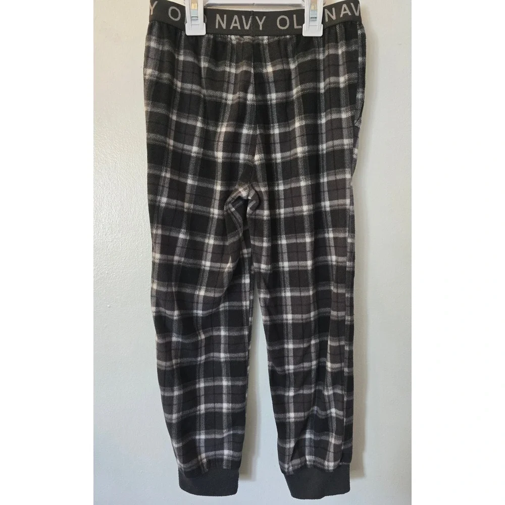 Old Navy Boys Black White Plaid Fleece Jogger Pajama Pants Size M 8 Sleepwear